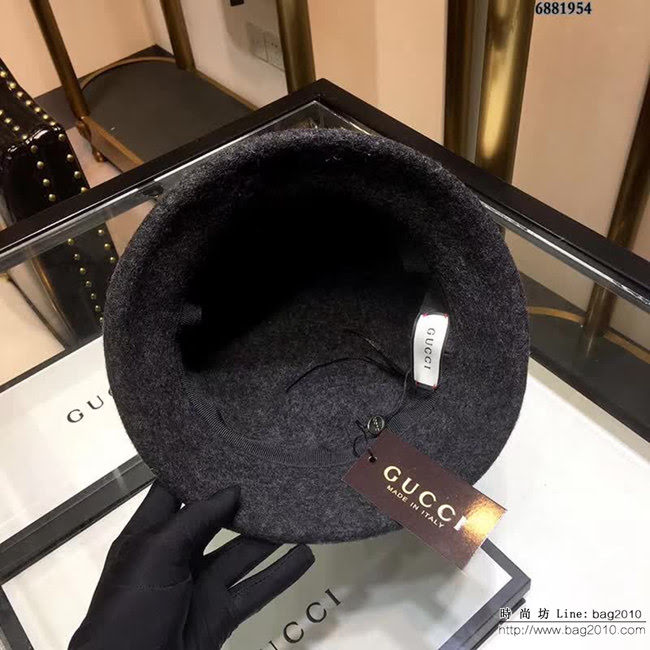 GUCCI古馳 火爆款 2018秋冬新品 圓頂羊毛盆帽 漁夫帽 6881954 LLWJ6292